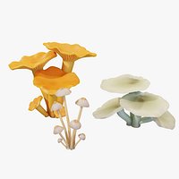 Bioluminescent Mushrooms Pack - Chanterelle Mycena Ghost Fungus PBR