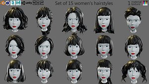 3D Cartoon women hairstyle model