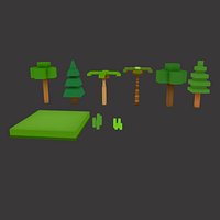 Isometric 3d Tree Set low-poly 3d model
