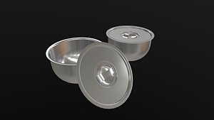 3D model Steel Bowl AR VR PBR  Lowpoly with game ready