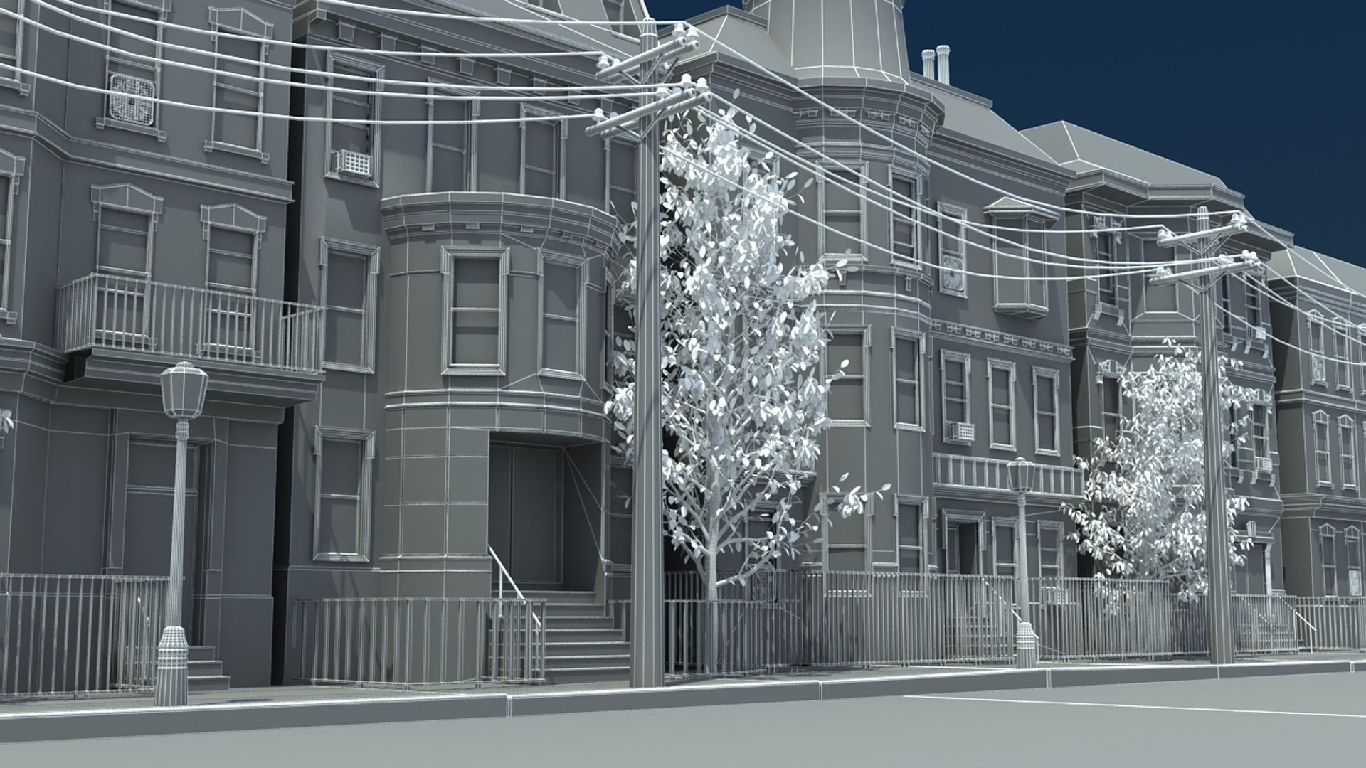 3ds max brownstone apartments scene