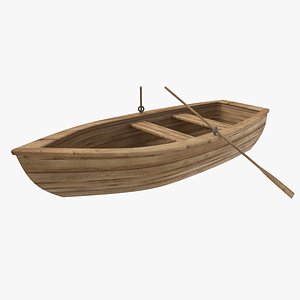 Wooden Boat Low Poly 3D Model