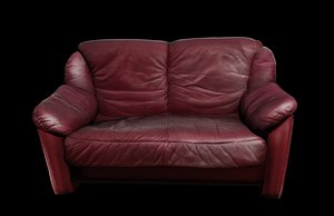 Leather Sofa - lether Couch Low Poly Game Ready Scanned