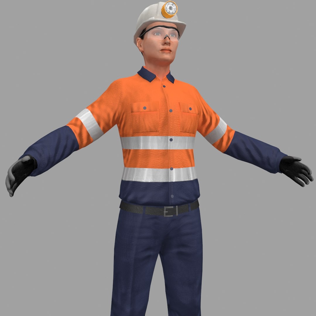 Female Miner Worker 3D Model - TurboSquid 1355839