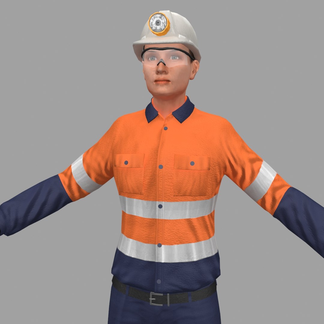 Female Miner Worker 3D Model - TurboSquid 1355839