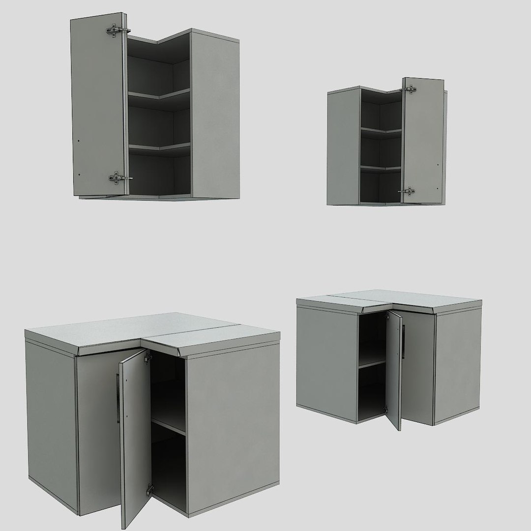3d kitchen furnitures corner 90