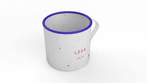 Chinese retro enamel mug 3D model