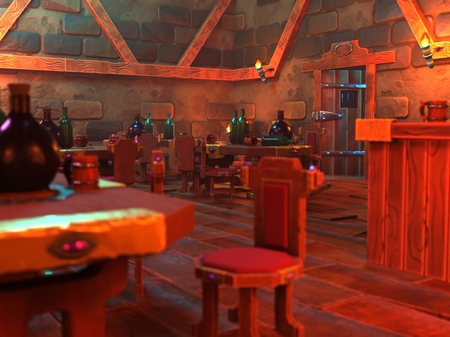 Medieval Bar Interior Kit Model - TurboSquid 1895472