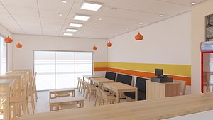 3D model interior scene cafe