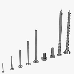 3d iron nail screws set model