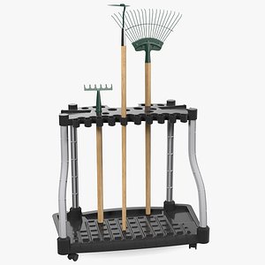 garden tool storage rack 3D model