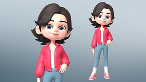 Cartoon Teen Girl Character 2 3D model