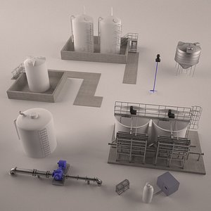 pack water treatment plant 3d max