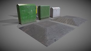 Street furniture Low poly PBR 3D model