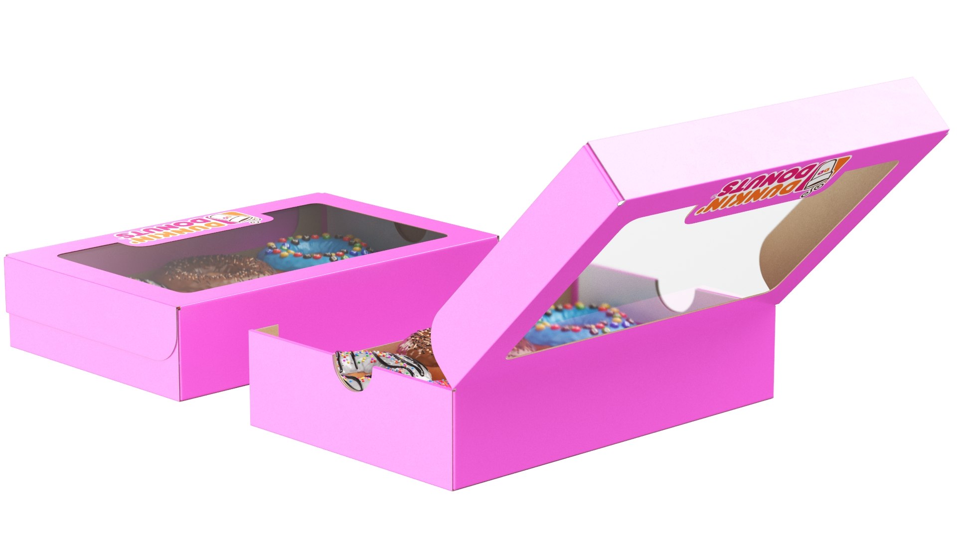 3D Detailed Dunkin Donuts Close Open Boxes Model - TurboSquid 2219823