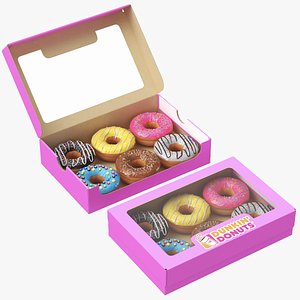 Detailed Dunkin Donuts Close Open Boxes