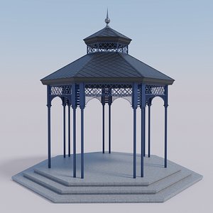 3D model garden gazebo pavilion metal