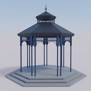 Metal garden gazebo pavilion or kiosk PBR