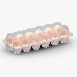 3D Supermarket Eggs Container 01 Low Poly PBR Realistic