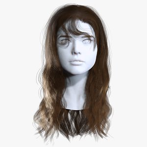 3D Realistic Long Wavy Curtain Bangs Hairstyle