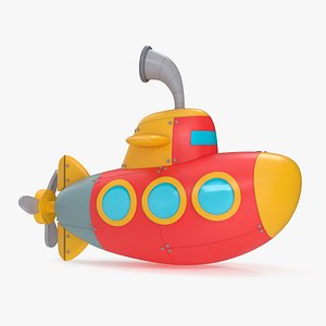Stylized Submarine Red Rigged 3D