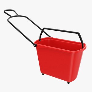 Store rolling shopping basket red model