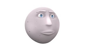 Cartoon style moon rigged low poly 3d model