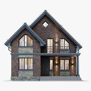 3D Brick house with an attic