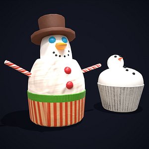 3D model Snowman cup cakes