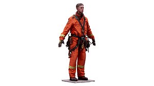 A Pose Raw Body Scan Sam Atkins Fireman Climbing Suit