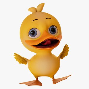 3D Duckling Rigged Low-poly 3D model