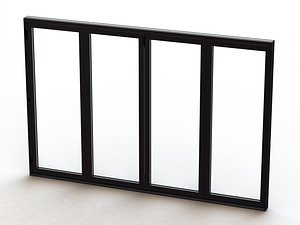 3D Aluminium Bifold Door 4 Panels model