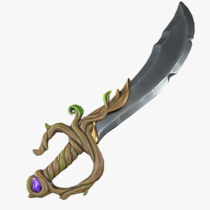 Stylized Fantasy RPG Weapon Sword Cutlass Scimitar Curved Dagger Shortsword Seax Gladius Knife Magic