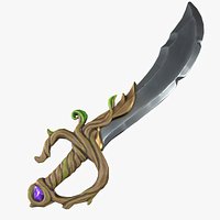 Stylized Fantasy RPG Weapon Sword Cutlass Scimitar Curved Dagger Shortsword Seax Gladius Knife Magic