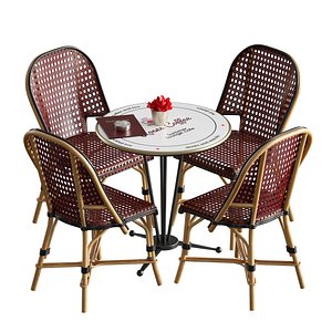 3D model Outdoor furniture for a summer cafe cafe table and wicker chairs
