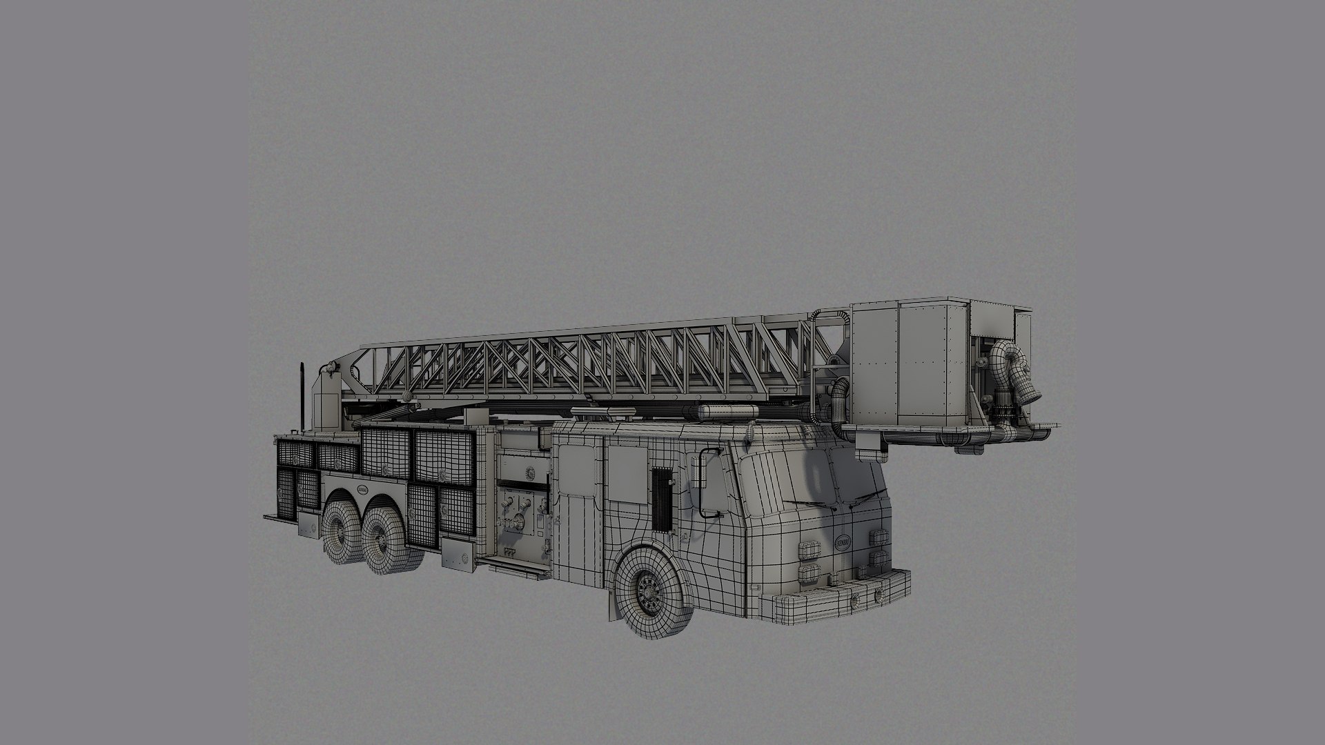3D Ladder Fire Engine - High-Quality Detailed 3D Model For Games ...