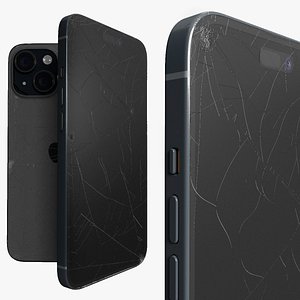 IPhone 15 Plus Black Cracked 3D model