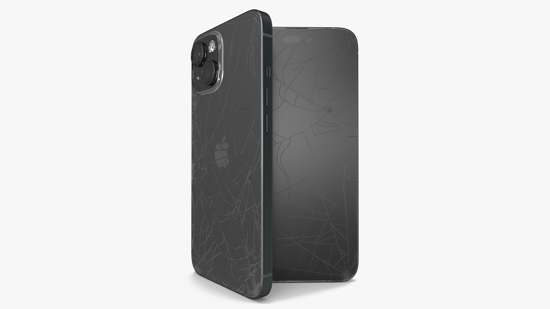 IPhone 15 Plus Black Cracked 3D model preview