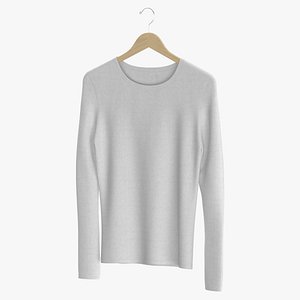 3D Long Sleeve Hanging Female Crew Neck White Blank and Branded Heather model