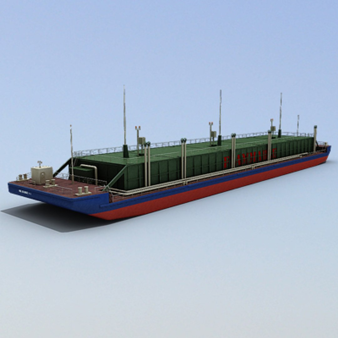 3d Barge Oil River Transport