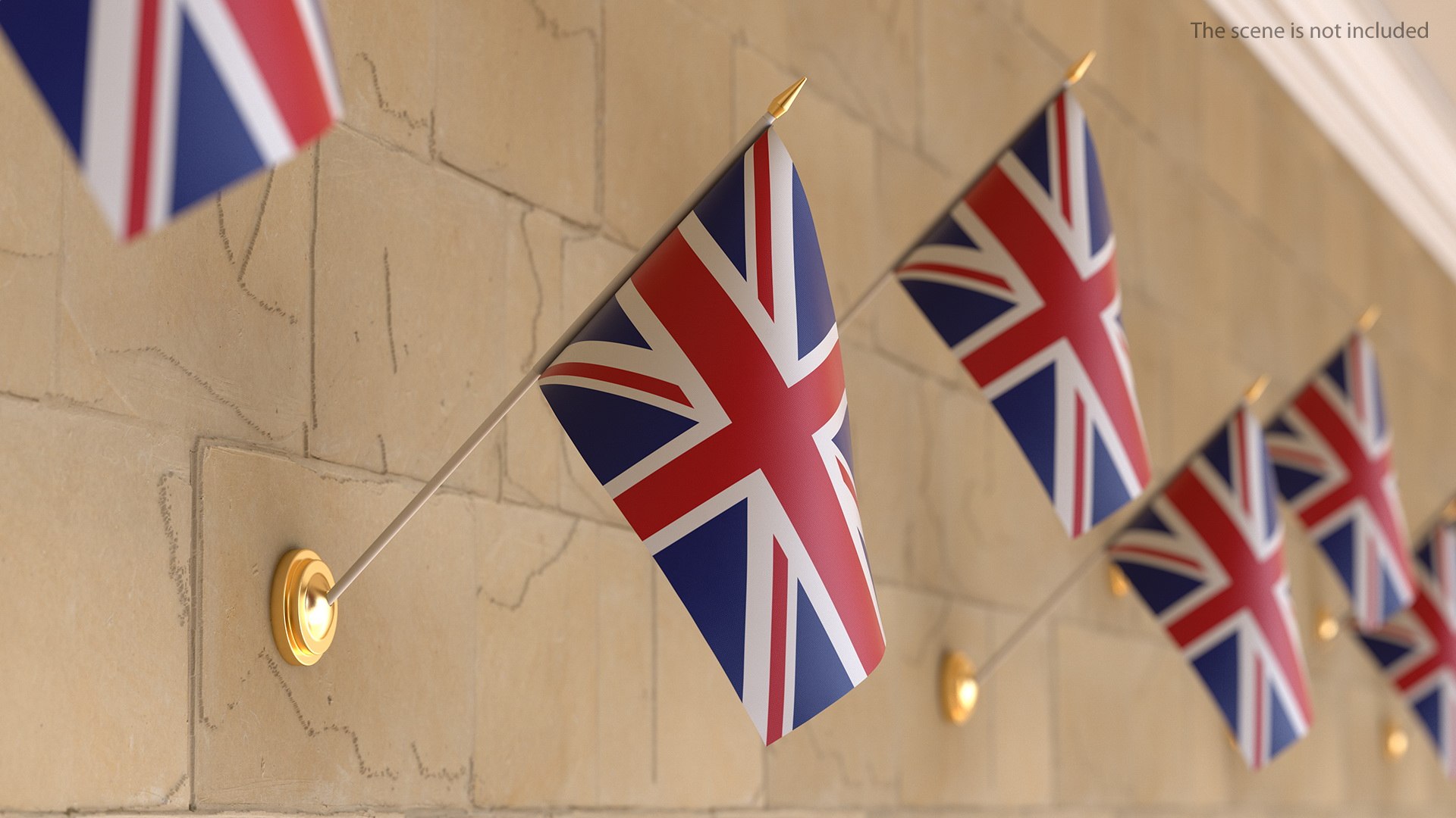Wall Flag United Kingdom 3D model preview
