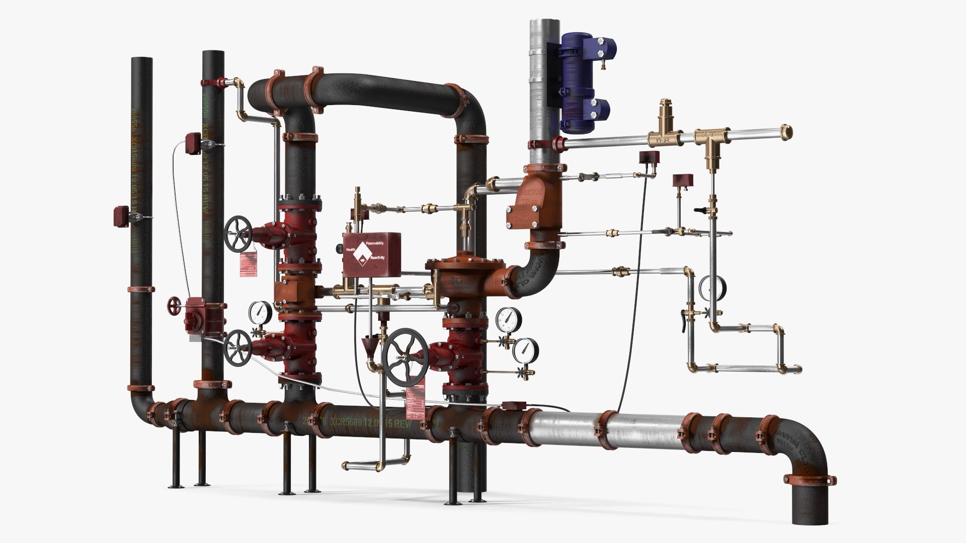 Industrial Pipeline and Valve System 3D model preview