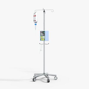 IV Pole Dextrose Drip Stand Medical Low-poly 3D model