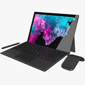 Microsoft Surface Pro 6 + Type Covers & Mouse & Pen All Colors (Rigged & Animated)