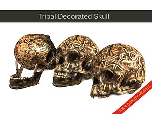 tribal decorated skull 3d max
