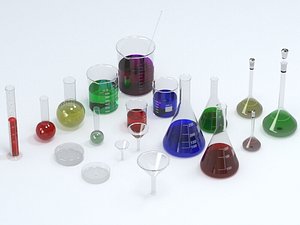 science lab glassware 3D model