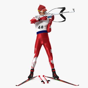 Biathlete Fully Equipped Canada Team Standing Pose model