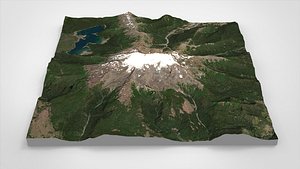 3D Mountain landscape Volcano Sierra Nevada Andes Mountains Chile