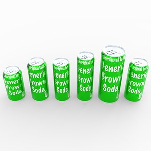 3D Aluminum Beverage Can Collection Multiple Popular Sizes Parody Branding