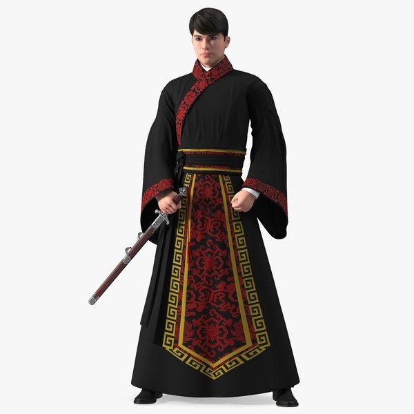 3D Chinese Traditional Man Aggressive Pose model